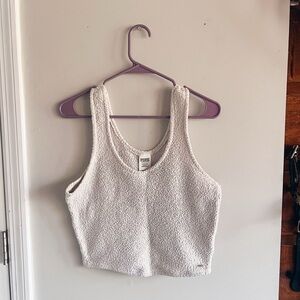 Victoria secret pink cream fuzzy crop top